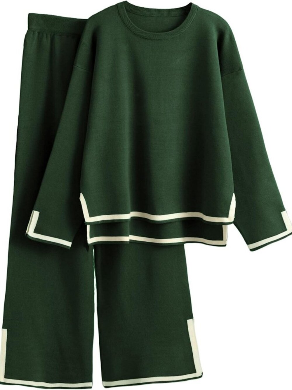 Cozy Women's Knit 2-Piece Lounge Set | Long Sleeve Sweater & Wide Leg Pants